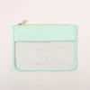 Borse da sera 50 pezzi Pochette sabbia in PVC trasparente con menta fresca di piccole dimensioni Custodia per cosmetici da spiaggia impermeabile rosa tinta unitaSera