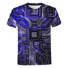 Camisetas de camisetas masculinas Placa de circuito 3d camiseta impressa homens verão criativo casual chip eletrônico de manga curta harajuku streetwear solto camiseta top 230302