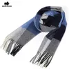 Scarves BISON DENIM Genuine Wool Men Scarf Thicken Warm Winter Windproof High Quality Fashion For Male Striped Lattice