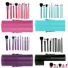 Makeup Brushes 12Pcs Brush Setaddcup Holder Professional Cosmetic Set With Cylinder Cup Drop Delivery Health Beauty Tools Accessories Dhio3