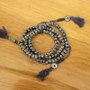 Filo ML207 Perline tibetane in osso di Yak 108 Rosario Mala 8mm 6mm Braccialetti con collana di preghiera buddista