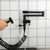 Keuken kranen muur gemonteerd kraan messing messing single cold wastafel waterkraan met bidet sproeier mat zwart geborsteld nikkel chroom