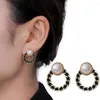 Stud Earrings French Style Vintage For Women Elegant Big Pearl Hepburn Hoop Fashion Party Jewelry Gift