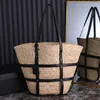 Panier Lafite Grass Tote Bag Women Beach Handbag Wallet Fashion Letters Leather Handle Gold Nail Summer Basket Shoulder Bags 40cm