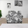 Stol täcker soffa prtoectector anpassad enkel svartvitt kokosnötträd för vardagsrum elastisk polyester