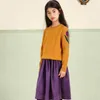 تنورات الأزياء الجديدة فتاة corduroy تنورة A-LINE LONG ITREDLER Girl Girl Spring Autumn High Weist Skirt Complements 2-14y T230301