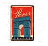 Vintage Paris Roma City Metal Tin signe