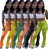 Vrouwen vracht lange broek vaste trui trui trui stof geplooide micro wijd uitlopende broek leggings mode kleding 6 kleuren