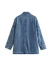 Women's Jacket Autumn Fashion Button Cowboy Coat Vintage Långärmning