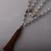 Подвесные ожерелья Fashiom Amazonite Stones Crisary Chain Crystal Tassel Ожерелье кисточки