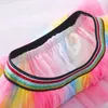 Skirts New Children's Rainbow Skirts School Girl Mesh Tutu Birthday Princess Party Show Dance Skirt Gauze Mid-Waist Ball Gown Faldas T230302