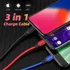 Coloful 3 in 1 Charging Cable Micro USB Type-C Fast Charger Micro USB Type C Data Cable For iPhone 14 13 Samsung Xiaomi Huawei 1.2m With PP Package