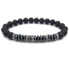 Pulseiras de charme 2023 pulseira redonda de tubo longo luxuoso para homens moda 8mm preto hematite mata mata