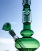 Bongs en verre pincé de glace bleu vert 16 pouces bécher bong conduites d'eau 18mm narguilés d'arbre commun femelle avec bol de tige descendante diffuse huile Dab Rigs