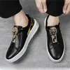 New simple fashion first layer board shoes men's shoes British lazy foot set cowhide small white shoes