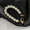 Strand Mode Große Perle Sicher Verschluss Armband Für Frauen Mädchen Licht Luxus Temperament Armbänder Weiß Imitation Charme Armreif