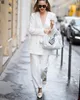 Celebrity Street Women Pants Suits Young Lady White Skräddarsydd fritid Daglig kvällsfest Blazer Wear 2 Pieces