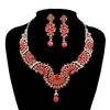 Necklace Earrings Set India Style Bridal Wedding Crystal Rhinestone Pearl For Women Party Fit Dress Fashion