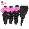 Queen Hair Official Store Brazilian Virgin Raw Hair Loose Wave Bundles with Closure 100% Human Hair 3 Bundles With Lace Closure