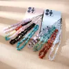 Keychains Bellona Selling Natural Crystal Mobile Phone Lanyard DIY Beaded Stone Gravel Chain Wristband