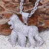 Pendant Necklaces Animal Iced Out Gorilla Necklace With Chain Fashion 2 Colors Zircon Mens Hip Hop Jewelry