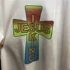 T-shirty męskie Jezus is król T-shirt mężczyźni kobiety wielokolorowe Jezus is król tee niedziela nabożeństwa hip-hop krótki rękaw T230302