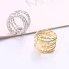 Anelli a grappolo SRCOI Bohemia Multilayered Disc Wraparound Twist Wire Ring Moneta rotonda Dichiarazione di paillettes Ampia impilabile per gioielli da donna