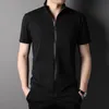 Men's T-Shirts Top Grade Summer Brand Designer Tops Trendy Cool Men Tshirt With Zipper Solid Color Short Sleeve Casual Fashion Men Clothes 230302