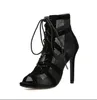 Mode Basic Sandals Boots Women High Heels Pumps Sexiga ihåliga Mesh-snörningar Cross-bundna stövlar Party Shoes 35-42