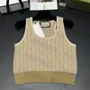 Letter Jacquard Tanks For Women Gold Knitted Tank Top Spring Summer New Tees Top Quality Camis Clothing