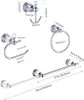 Ensemble d'accessoires de bain accessoires de salle de bain en cristal porte-serviettes chromé porte-papier hygiénique poli anneau crochets matériel