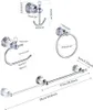 Bath Accessory Set Crystal Bathroom Accessories Chrome Towel Bar Polished Toilet Paper Holder Ring Coat Hooks Hardware