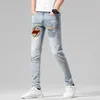 Jeans de styliste pour hommes, bleu clair, nouvelle collection printemps et été, personnalité, petites jambes, pantalons longs droits, TEAC VW5V