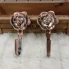 2pcs Antique Curtain Hook Peony Flower Shape Key Purse Clothing Hooks Bathroom Shower Curtain Hook Home Curtain Accessories TH0668