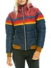 Vestes femmes hiver mince veste à capuche veste de luxe coton rayure arc-en-ciel imprimé Parka pour grande taille manteau