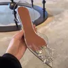 Sandales 2023 nouvelles chaussures à talons épais été tout match pointu talon grossier Sexy rhin-diamant sandales transparentes femme