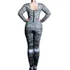 Stage Wear Rhinestones Striped Jumpsuit Feathers Decoration Backless Party Sexy Bodysuit Nightclub Dance Show Uniform Costumes Women