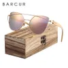 Sunglasses BARCUR Bamboo Cat Eye Sunglasses Polarized Metal Frame Wood Glasses Lady Luxury Fashion Sun Shades With Box Free 230302