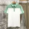 남자 T 셔츠 남성 패션 컬러 혼합 여름 짧은 슬리브 티셔츠 풀라 칼라 사업가 캐주얼 티 탑 사무실 작업