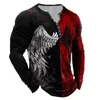 T-shirts masculins T-shirt Coton T-shirt Men à manches longues Menure à manches vintage Templar graphique T-shirt Button décontracté Vêtements surdimensionnés Tops de haute qualité 230302