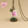 Pendant Necklaces Dried Flower Necklace Wish To Lover Fashion Glass Sweater Chain For Women Love Gift Jewelry