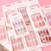 24pcs Long False Nails 관 누드 핑크 디자인 인공 발레리나 가짜 젤리 접착제 전체 커버 팁을 누르십시오.