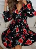 Casual Dresses LiTi Print Fashionable Women Dress 2023 Printed V-neck Waist