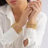 Bracelet Purui Vintage géométrique métal bijoux personnalité ouvert manchette bracelets mode tressé maille large Bracelet femmes conception exagérée