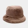 Berets Unisex Casual Fashion Winter Bucket Hat Fluffy Faux Fur Fisherman Cap For Women Men Solid Color Style Adult Outdoor Warm