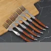 Forks Jaswehome Laguiole Style Meat Set 6Piece Stainless Steel Western Tableware Wood Handle Steak Collection 230302