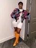 Kadın Ceket Düğmesi Down Fener Sleeve Crochet 3D Floral Hardigan Sevimli Açık Açık Ön mahsul Kış 2023 Sokak Giydi 230302