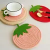 Tapetes de mesa desenho animado frutas placemat Red Strawberry Forma Drink Tea Copo de prato Prato de seca Pad algodão Pote de algodão Decoração de jantar em casa