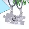 Pendant Necklaces 2PCS Necklace Titanium Steel Couple Women Men Love You Half Heart Puzzle Crystal Choker Fashion Anniversary Accessories