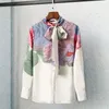 Kvinnor BLOUSES 2023 Spring Autumn Women's High Quality Floral Print Bowtie Long Sleeves Elegant Shirt Tops C726
